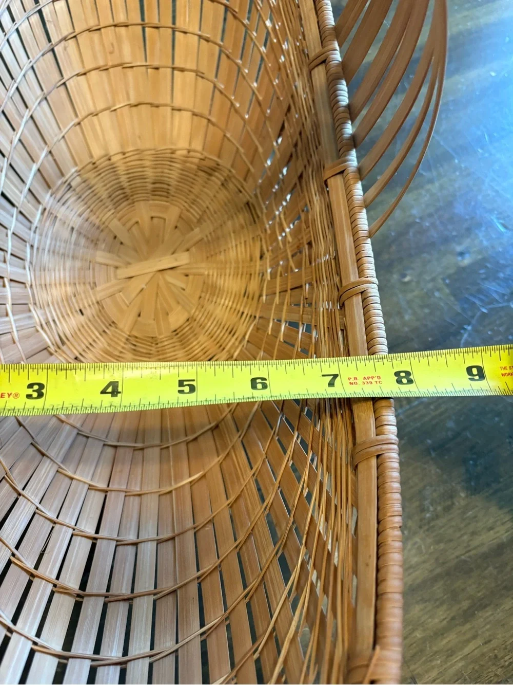 Vintage Oblong Basket Boat Oval Woven Natural Rattan Bamboo Fruit Bread Decor